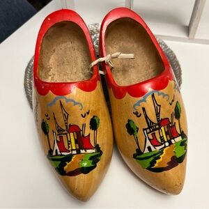Dutch Decor Wooden Clogs with Red‎ and Natural Finish